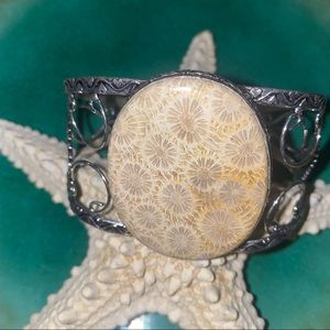 Indonesian Fossil corral Handcrafted cuff